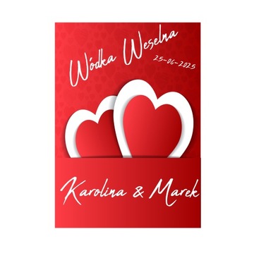 Naklejki etykiety ślub wódkę weselne SERCA LOVE