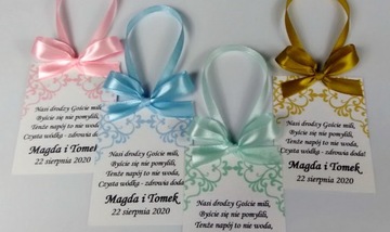 Подвески, свадебные этикетки для водки с бантиком, различные УЗОРЫ и ЦВЕТА.