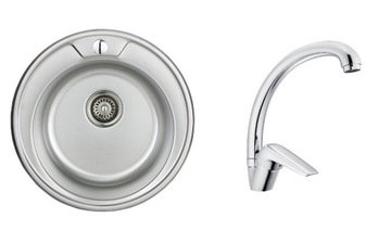 Zlewozmywak jednokomorowy stal LEN + BATERIA 4108