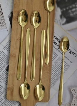 СТОЛОВЫЕ ПРИБОРЫ ИМИТАЦИЯ ЗОЛОТА 6 десертных ложек для латте