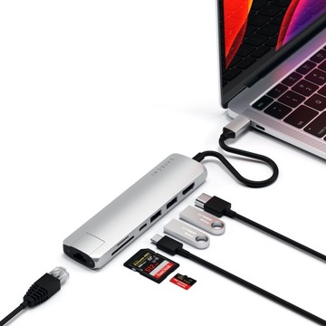 Плоский многопортовый адаптер SATECHI USB-C с Ethernet 4K HDMI 60 Вт USB-C