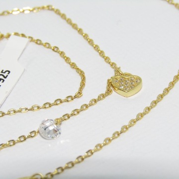 ОЖЕРЕЛЬЕ СЕРДЦЕ, СЕРЕБРО 925 ПРОБЫ, ПОЗОЛОЧЕННОЕ, 44 СМ