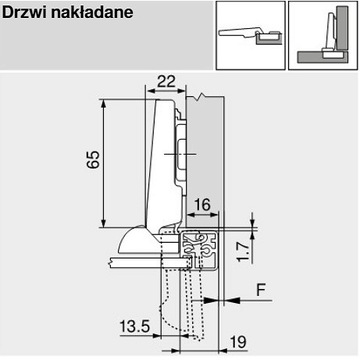 Петля накладная рамная BLUM 71T950A + 173L6100