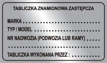 Tabliczka znamionowa zastępcza