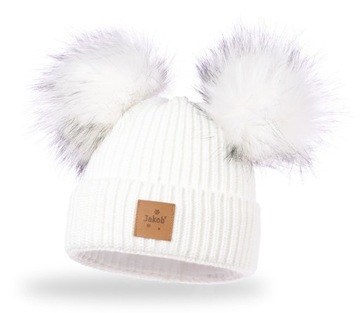 Теплая ШАПКА с двумя флисовыми помпонами ЦВЕТА j1