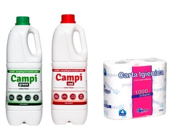 PŁYNY DO TOALET TURYSTYCZNYCH KEMPINGOWYCH KONCENTRAT CAMPI 4L + PAPIER GR