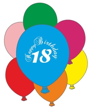 BALONY na 18 URODZINY do dekoracji MIX KOLOR 50szt