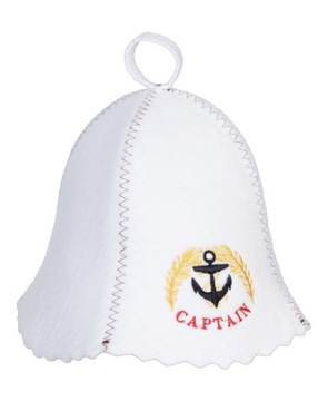 SAUNA CZAPKA DO SAUNY FILCOWA BIAŁA LOGO KAPITAN