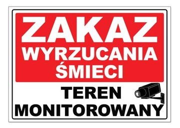zakaz śmieci TEREN MONITOROWANY odblaskowa 21x15