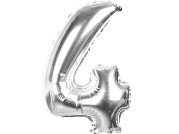BALONY FOLIOWE 40CM BALON CYFERKA CYFRA SREBRNA 4