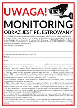 Tabliczka MONITORING + informacja RODO 35 x 25 cm