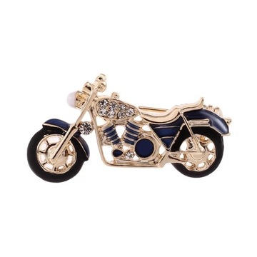 Broszka MOTOCYKL granatowy zdobiony CYRKONIE