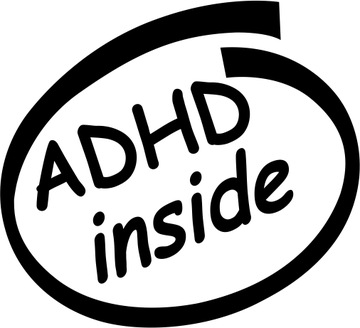 Naklejka na szybę ADHD inside 11cmX10cm