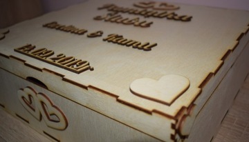 Сувенирная коробка для вина на годовщину свадьбы 3D гравировка