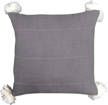 SZARA POSZEWKA Z FRĘDZLAMI WOOLLY 45X45 FRĘDZLE