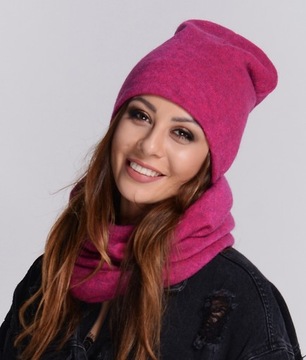 ПОЛЬСКИЙ КОМПЛЕКТ ШАПКА + ЮБКА Шарф-тоннель Фуксия K6