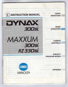 MINOLTA DYNAX 300si MAXXUM 300si RZ 330si INSTRUKCJA ANGIELSKI