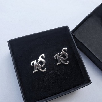 Запонки с инициалами - серебро 925 пробы