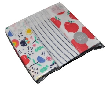 F&F Body Krótki Rękaw 3szt 0-3m 62cm Jabłko Paski