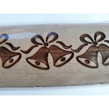 WAŁEK DREWNIANY DO ODCISKANIA WZORU DZWONKI ŚWIĘTA