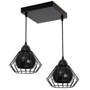 Żyrandol lampa sufitowa 2 klosze druciane loft 3w1