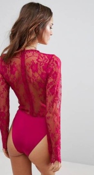 ЖЕНСКОЕ КРУЖЕВНОЕ БОДИ ТЕМНО-РОЗОВОЕ XS 2Z5E6_C*