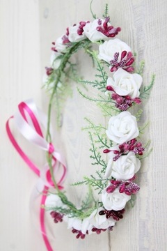 Венок для причастия, нежный, БЕЛАЯ ФУКСИЯ, декор папоротник