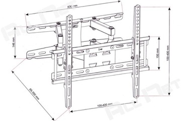 КРОНШТЕЙН ДЛЯ ТВ ПОДВЕСКИ ДЛЯ LCD LED ТЕЛЕВИЗОРА 23-60 ПОВОРОТ