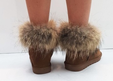 КОРИЧНЕВЫЕ КОЖАНЫЕ СНЕЖНЫЕ БОТИНКИ EMU НА МЕХЕ 37