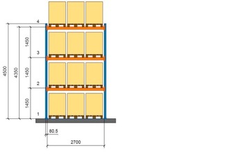 Regał paletowy Regały 4,5m-12miejsc MECALUX NOWY