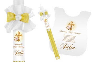 Świeca biała szatka do CHRZTU dedykacja IMIĘ DATA