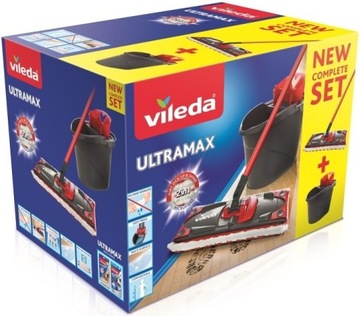 Плоская швабра Vileda UltraMax BOX, отжимная машина с ведром
