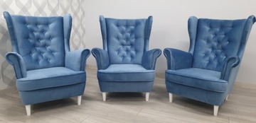 КРЕСЛО УСЗАК В СКАНДИНАВСКОМ СТИЛЕ ДЛЯ ГОСТИНОЙ - СИНИЙ