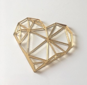 Serce geometryczne złote lustrzane plexi