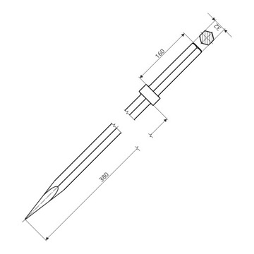 Grot HEX 32 x 160 mm Szpicak 380 mm Dłuto