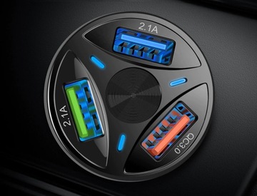 БЫСТРОЕ АВТОМОБИЛЬНОЕ ЗАРЯДНОЕ УСТРОЙСТВО 3xUSB QUALCOMM QC 3.0