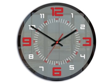 Zegar ścienny ORION szaro-czerwony 30 cm ELEGANCKI