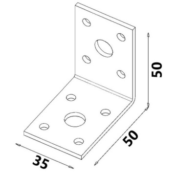 Столярный угловой кронштейн 50x50x35x2,5 KŁ1