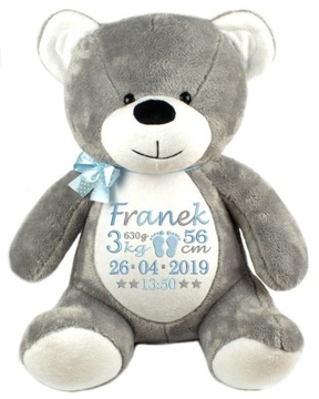 МИШКА ТЕДДИ С ИМЕНЕМ И ИЗОБРАЖЕНИЕМ НА КРЕЩЕНИЕ ПОДАРОЧНАЯ ВЫШИВКА