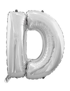 BALON foliowy srebrny litera D urodziny 70