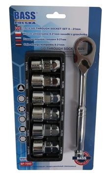 КЛЮЧ УНИВЕРСАЛЬНЫЙ BASS с трещоткой, ГОЛОВКИ 8–21 мм