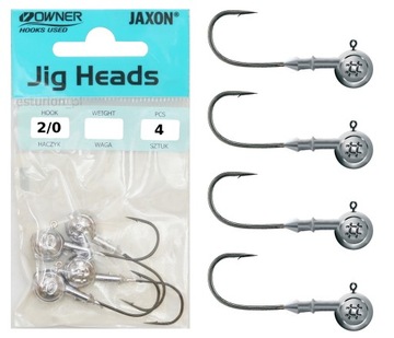 4x GŁÓWKA JIGOWA 2/0 CZARNE BŁYSZCZĄCE 12g OWNER