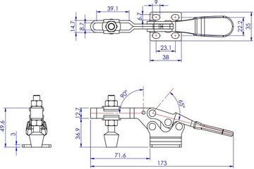 Зажим Зажим Быстроразъемный зажим 225D 227 кг 70 мм