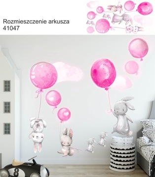 наклейки детские на стену, воздушные шары, шарик-кролик