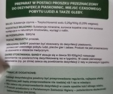 SANDY SAND-Y DEZYNFEKCJA PIASKOWNICA PIASEK 2,7KG