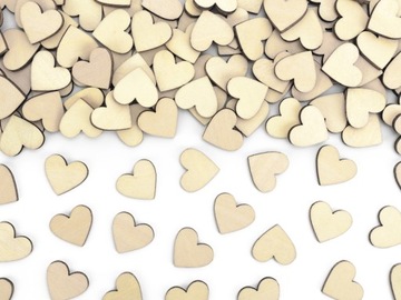 Drewniane konfetti serca 2cm 50szt scrapki
