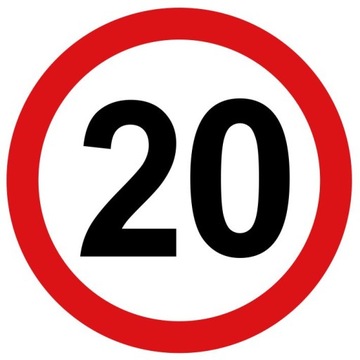 НАКЛЕЙКА ОГРАНИЧЕНИЕ СКОРОСТИ 20 км ЗНАК в среднем. 20 см