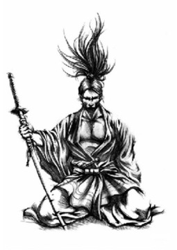 N79 DUŻY TATUAŻ ZMYWALNY TYMCZASOWY SAMURAI HERO