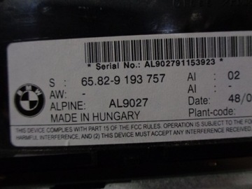 BMW BMW E92 ALPINE AL9027 НАВИГАЦИОННЫЙ ДИСПЛЕЙ