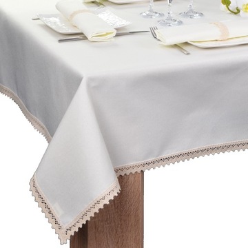 plamoodporny obrus z koronką MALAGA 240x140 ekri